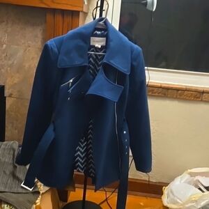 Long Teal Moto Jacket w/belt